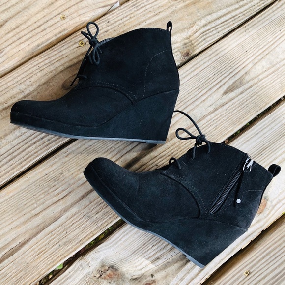 DV by Dolce Vita Shoes - Dolce Vita Black Suede Ankle Wedge Boots